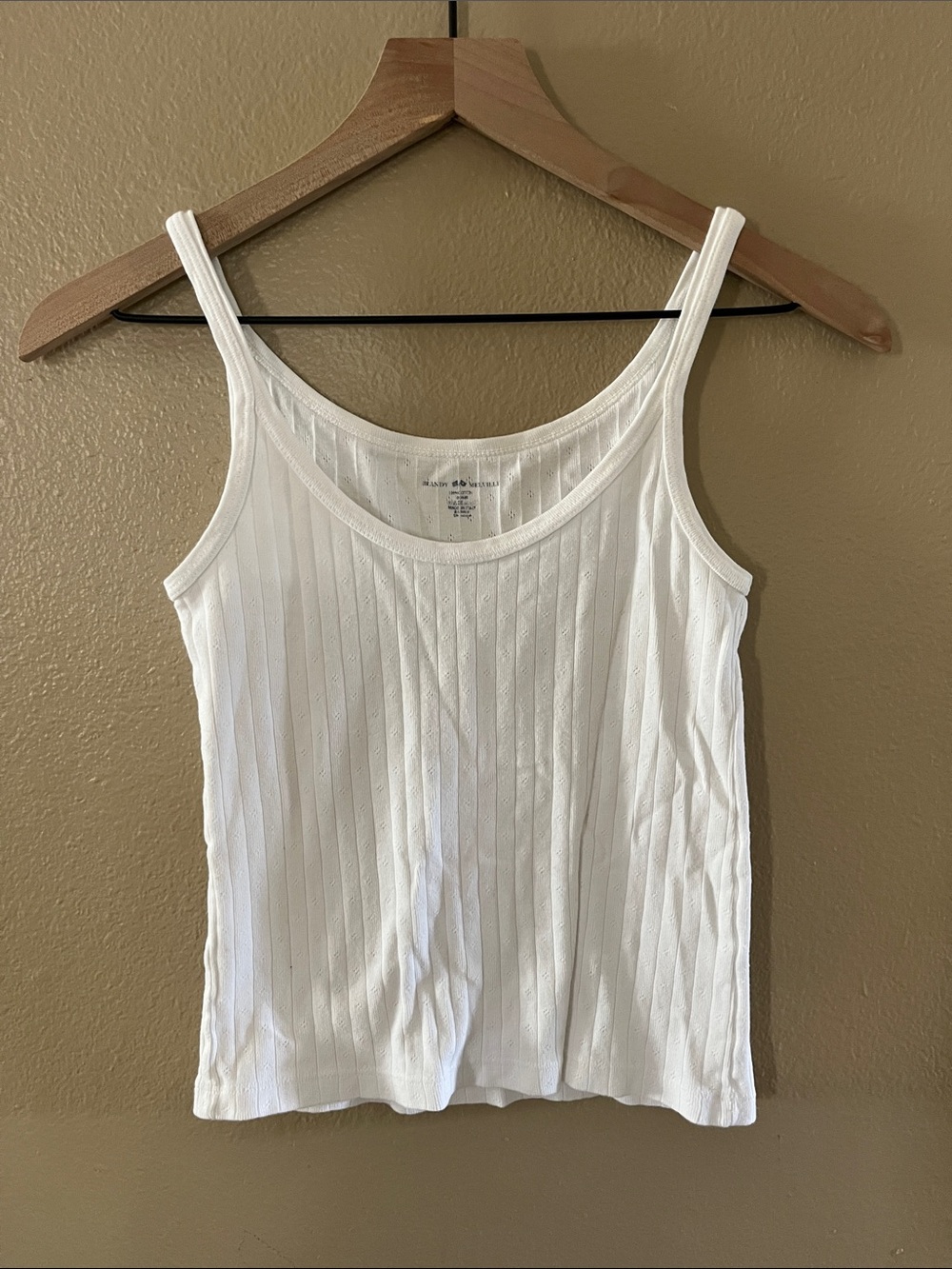 Brandy Melville White Ribbed Scoop Tank
